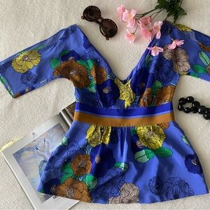 Tibi Blue Floral Blouse